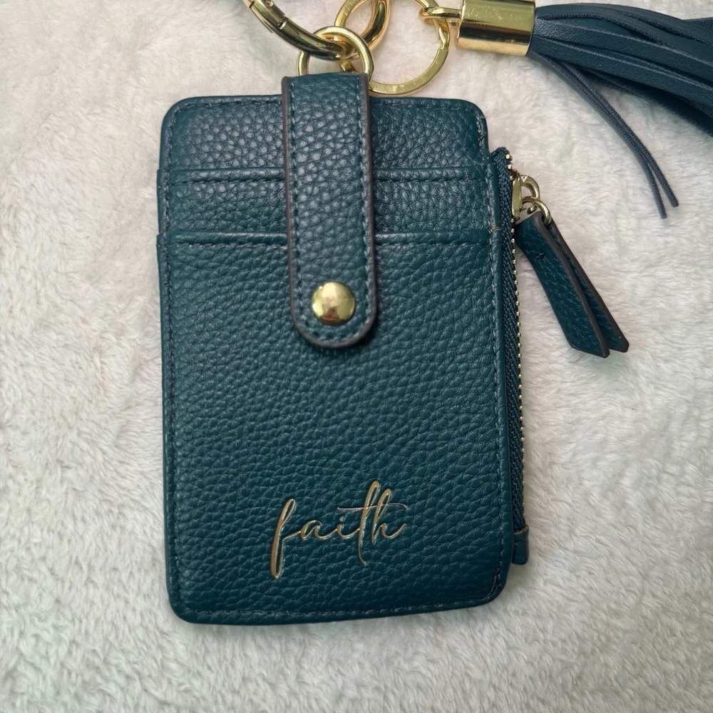 Cute Blue Leather Key and Card Holder